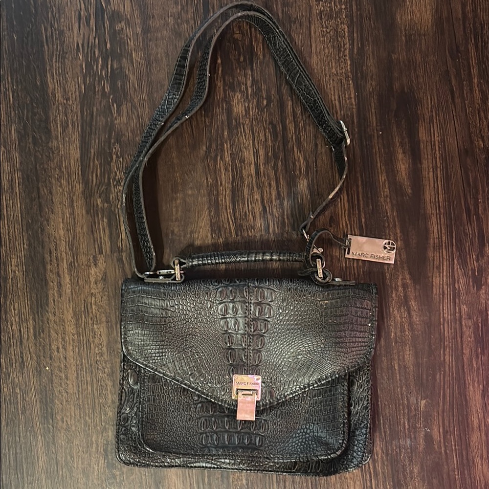 Black Crocodile Embossed Women's Bag